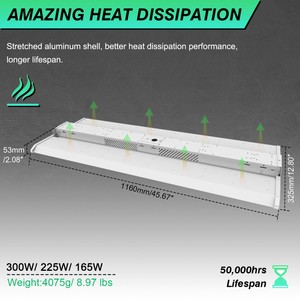 ไฟสนามแบดมินตัน NGTlight 80W - 500W ป้องกันแสงสะท้อน มาตรฐาน IP65 DLC พรีเมียม ความสว่างสูง ไฟ LED แบบเส้นตรง High Bay Troffer - Product Image 3