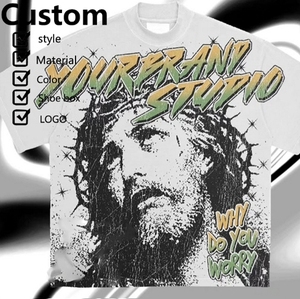 Camiseta lavada al ácido con estampado digital de gran tamaño con gráfico personalizado retro de algodón puro 100% para hombre - Product Image 5