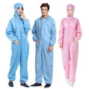 Salopette de travail protectrice de vêtements jetables unisexe pour salle blanche avec caractéristiques antistatiques et résistantes aux produits chimiques Style de col - Product Image 1