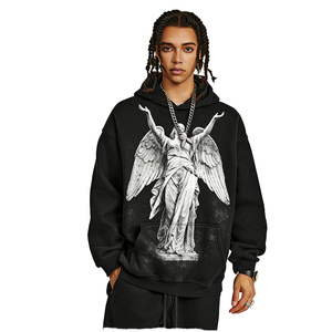 Sweat à capuche surdimensionné pour homme en coton épais 100 %, personnalisable, en molleton - Product Image 1