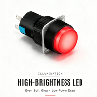 Lampe de signalisation LED 16 mm avec filetage M16, 220 V, pour groupe électrogène et tableau de commande de transformateur