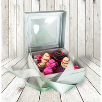 Boîte à fenêtre transparente personnalisée avec couvercle, pour présentation de bonbons, boîte d'emballage au chocolat ou de fraise, pièces
