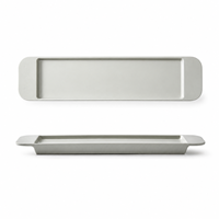 Assiette en mélamine de luxe moderne et contemporaine, forme irrégulière, avec poignées, gris spatial mat, double anse, incassable, pour buffet et usage hôtelier