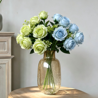 10-delige Parel Rozenboeket Kunstbloemen Thanksgiving Huisdecoratie Staande Ornament Binnen Hotel Zachte Inrichting Zijde