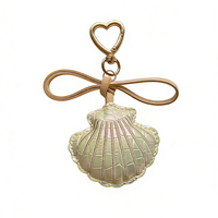 Porte-clés Coquillage Série Océan Mignonne en Cuir PU Durable Style Moderne avec Broderie Artisanale, Breloque de Sac Pendentif