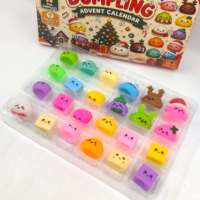 Calendrier de l'Avent de Noël : Boîte Mystère avec Jouets Anti-stress Mignons en Forme de Dessins Animés à Presser – Coffret Cadeau