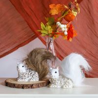 Ensemble de figurines de Noël vintage en résine peintes à la main, mignonnes, avec citrouille, écureuil et champignon, pour décoration de table et de maison