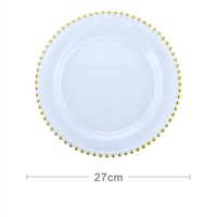 Plateau de service pour mariage, plateau de perles en cristal or, plat de chargeur en verre pour le mariage 1 pièce