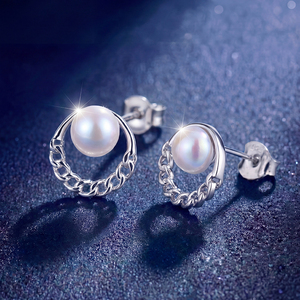 Élégantes boucles d'oreilles clous en argent S925 avec perles d'eau douce et zircon, bijoux ruban pour femme, cadeau de mariage ou d'anniversaire - Product Image 4