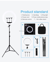 Promotion : Anneau lumineux LED HQ 18N de 45 cm (18 pouces) avec lumière clignotante à LED vibrante 55W, portable pour selfie et beauté, avec trépied de 2 m pour appareil photo et téléphone