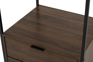 Modern Industrial CAPRI Open Wardrobe with Drawers Walnut Finish Metal Frame Clothes Rack for Loft and Boutique Bedroom - Product Image 6