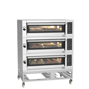 3 개의 층 산업 3 갑판 6 쟁반 전기 갑판 오븐 굽기 기계 상업적인 빵집 장비 피자 오븐 굽기 오븐