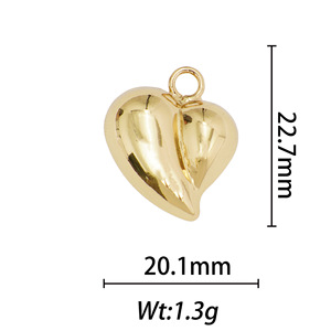Heart Pendant Charm Copper Electroplated For Necklace Making Jewelry Findings 18k Gold Plated DIY Accessories Fall 2024 Yiwu - Product Image 3