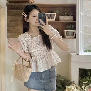 무료 배송 도매 저가 플로럴 프린팅 코리아 블라우스 상의 OC865 - Product Image 5