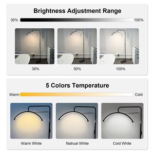 Lampe de sol demi-<span class=keywords><strong>lune</strong></span> avec support pour téléphone, lumière LED, design minimaliste en plastique pour éclairage de beauté des cils, tatouage et photographie - Product Image 2