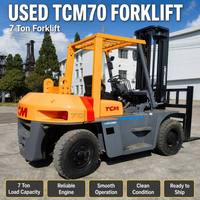 Performa Stabil TCM FD70 7 Ton Diesel 4WD Forklift Tiang Dua Tingkat Lebar Garpu 150mm Panjang Garpu 1220mm Material Industri