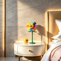 DK3002 Modèle de tournesol souriant coloré 145 pièces avec base de tige Décoration de bureau à domicile Ensembles de blocs de construction à assembler soi-même