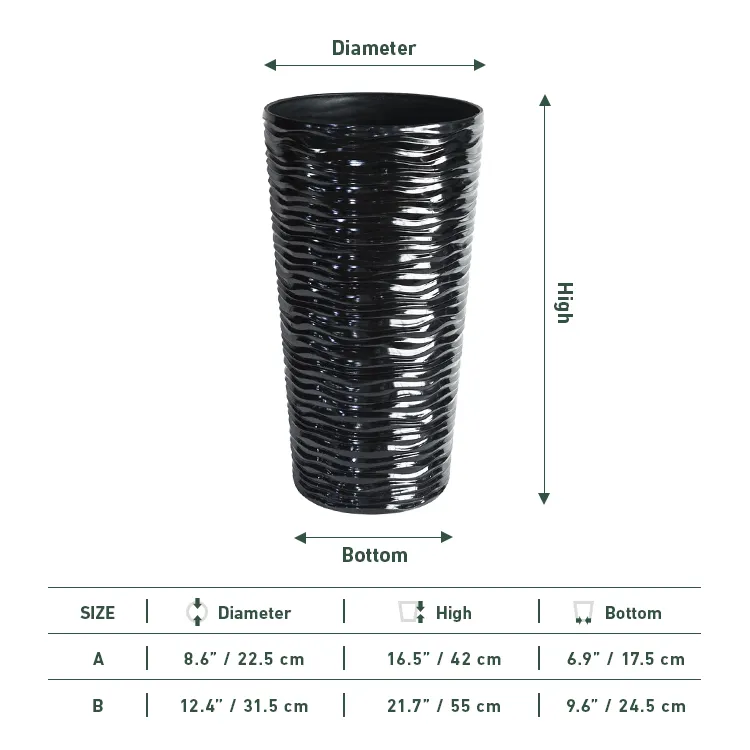 Grote Maat Tall Ronde Cilinder Plastic Geglazuurd Glossy Plant Pot Planters Voor Outdoor Indoor Woonkamer Decor