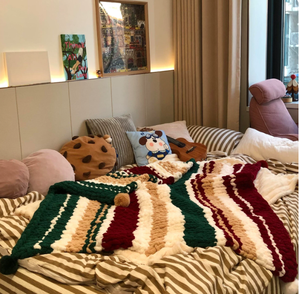 DIY Chunky Knit Blanket Kit - Handmade Crochet Nap Throw Material Set - Festive Christmas <b>Decor</b> & Cozy <b>Winter</b> Scene Props - Product Image 2