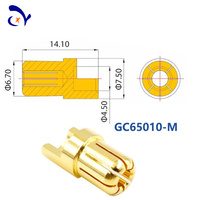 Connecteur de batterie à courant élevé plaqué or Amass 6,5 mm, fiche banane GC6510, connecteur de fil d'alimentation mâle/femelle en laiton, 500 V IP40