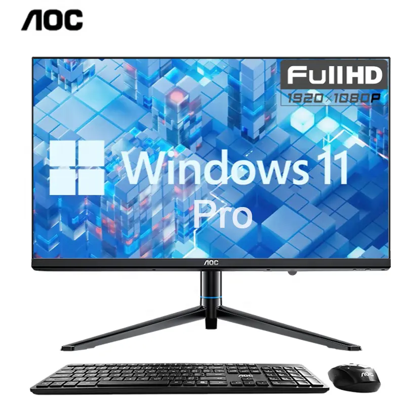 AOC 23.8 ''超薄型オールインワンデスクトップコンピューターi3 12100 8GB RAM 512GB SSD OEM AIOモノブロックオールインワンPC、UPSバッテリー付き