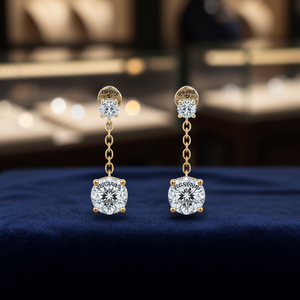 Orecchini E1261 in Oro Bianco con Diamanti Taglio Brillante Rotondo Colore D Certificati Naturali Gioielli Classici da Sposa per Donna - Product Image 2