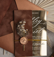 Carte d'Invitations de Mariage en Acrylique de Luxe Miroir Doré Brûlé Orange Rose Or avec Enveloppe en Velours