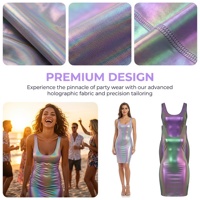 Tissu en tricot holographique dégradé arc-en-ciel brillant, extensible, à séchage rapide, en Spandex/Nylon, pour vêtements et maillots de bain (vente en gros)