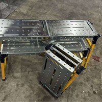 Plateforme de travail réglable haute résistance |   Échelle d'échafaudage pliable en acier, capacité de charge 250 kg |   Pliage industriel portable