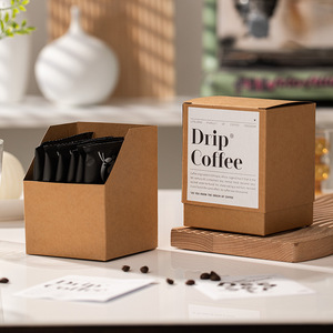 Custom Kraft Paper Coffee Tea Gift <b>Box</b>, Foldable Square Packaging <b>Box</b> For Drip Coffee Bag Loose Tea Snack Gift Packing - Product Image 3
