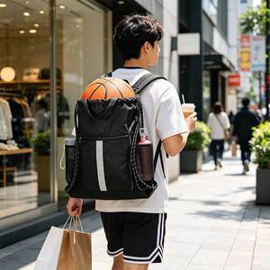 Mochila Deportiva con Cordón, Diseño Nuevo, Logotipo Personalizado, a la Moda, Impermeable, de Poliéster, Informal, para Gimnasio - Product Image 6