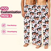 Pantalon de pyjama personnalisé pour couple, cadeau d'anniversaire de mariage, bas de pyjama personnalisé avec nom et photo, vêtements de nuit unisexes, vêtements de maison