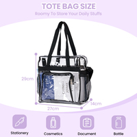 Sac de courses en matériau transparent extra large, minimaliste, léger, facile à nettoyer, résistant aux taches