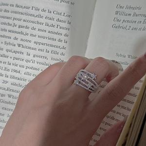 แหวนเงินแท้ S925 ดีไซน์เรียบหรู สไตล์ฝรั่งเศส วินเทจ ยุคกลาง ประดับเพชรซิคอน รูปดาวตก แหวนปรับขนาดได้ - Product Image 3