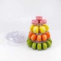 Support à macarons à 4 niveaux en plastique PET transparent, présentoir à desserts pour fêtes et événements