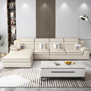 Muebles de Sala de Estar de Estilo Moderno, Sofá en Forma de L de Tela Blanca, Sofá de Esquina <span class=keywords><strong>Reclinable</strong></span>, Juego de Sofás de 3 Plazas - Product Image 4