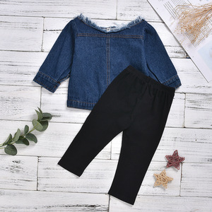 Ensembles pour bébés filles : Chemises blanches, robes, ensembles en jean sans bretelles, tenues unies pour enfants, leggings, vêtements à manches longues - Product Image 4