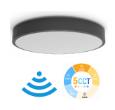 Worbest Nouvelle Arrivée Plafonnier LED 14 pouces 25W 5CCT Sélectionnable 120V avec Détecteur de Mouvement pour Salon et Chambre Certifié ETL/cETL