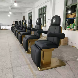 New Design Luxury Black Leather Gold Base Salon Massage <b>Table</b> 3 Motor <b>Electric</b> Facial Spa Bed - Product Image 5
