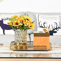 Plateau miroir rectangulaire Art Déco en métal, décoration de luxe pour la maison, vanité et parfums
