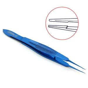 Ophthalmic microtweezers Tie tweezers platform with teeth head surgical microtweezers straight Angle