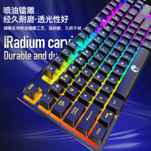 Raikoo K87 Wired Mechanical Keyboard 87-key Rainbow Backlit <b>Gaming</b> Keyboard Floating Keycaps Desktop Computer Use - Product Image 3