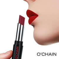 Ochain Hot Custom con Logo Nude Larga Duración Impermeable Rojo Oscuro Mate Pintalabios
