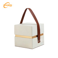 Boîte-cadeau de mariage de luxe avec poignée Portable en carton rigide bonbons au chocolat aromathérapie boîte à bougies stratification mate en relief