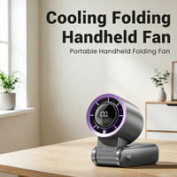 Ventilateur de poche silencieux Turbo, 100 vitesses, 135 °   Pliable, à porter autour du cou et à la main, rechargeable par USB-C, écran LED, batterie 18650, cordon de transport