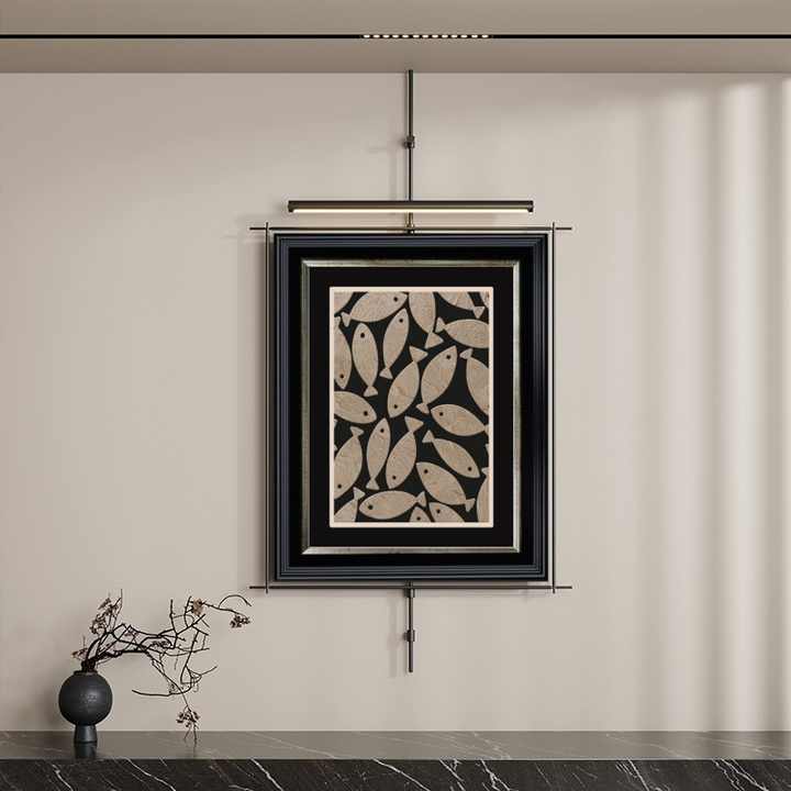 Ancient Style Decorative Metal Pole Painting Luminous Mural Background Wall Hanging for Tea Room Corridor Metal Boom Painting