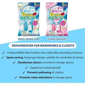 Ampup Deshumidificador Desecante Colgante Desechable para Uso en Seco y Húmedo, Paquete de 4, Blanco, Aroma a Jabón, para Armarios y Guardarropas - Product Image 2