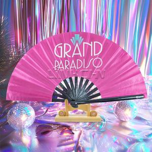 Customized 13 Inch Bamboo Handheld Clack <b>Fan</b> <b>Large</b> Decorative Painted <b>Fans</b> for Line Dancing - Product Image 3