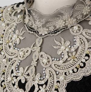 Camisa bordada de encaje de otoño para mujer, blusa elegante de manga larga con <span class=keywords><strong>cuello</strong></span> alto de gasa, camisa de moda de talla grande para mujer - Product Image 4