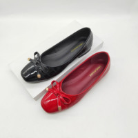 Nouveau design de chaussures plates décontractées pour femmes, mocassins en Pu brillants à bout carré, chaussures simples pour l'extérieur, chaussures de poupée confortables pour femmes et dames